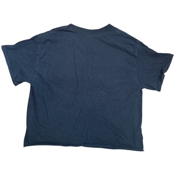 The Starry Night Black Blue Graphic Cropped Cut Off Tee Shirt Size S - Picture 2 of 4